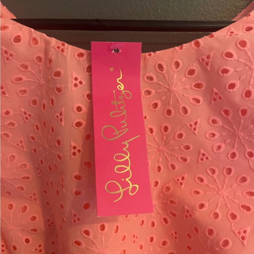 Lilly Pulitzer Pink Puff Sleeve Ruffled Blouse - Picture 2 of 3